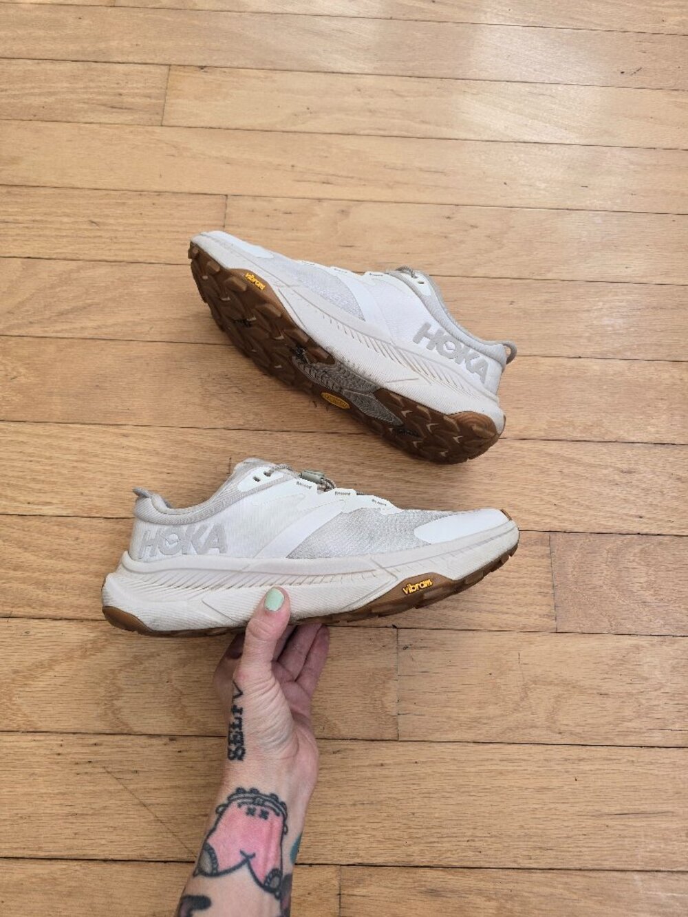 Hoka One One | Transport 'EggNog' Vibram sole gorpcore sneakers | WMS 8.5